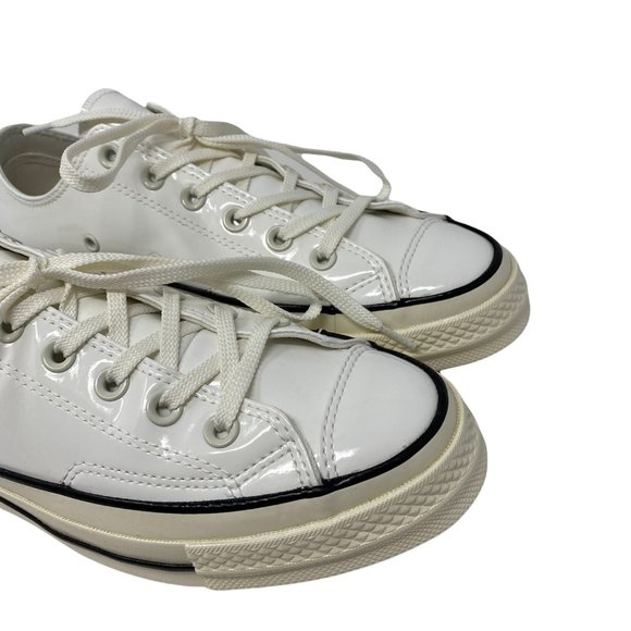 Converse Womens Patent Synthetic Leather White Low Top Sneaker AUTHENTIC 162439C - Picture 9 of 12